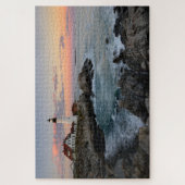 サンセットアットポートランドヘッドライトハウスオンメインコースト ジグソーパズル (縦)