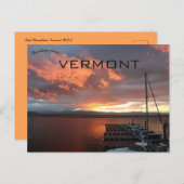 サンセットアットレイクシャンプレーンバーモント ポストカード (正面/裏面)