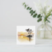 サンセットアットレイクミニマリスト水彩 スクエア名刺 (スタンド正面)