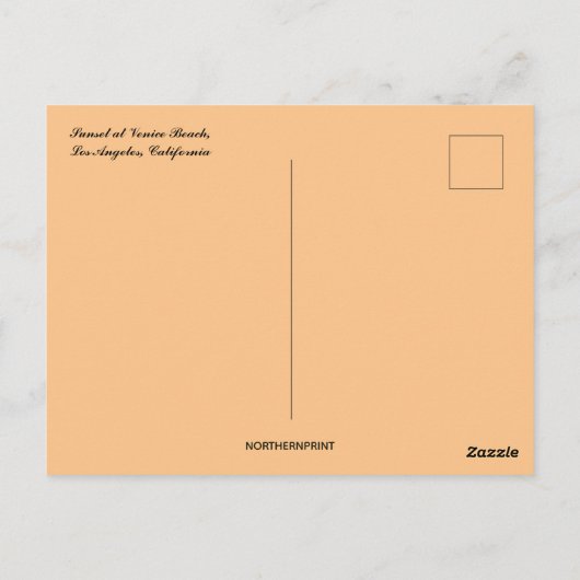 サンセットアットヴェネツィアビーチロサンゼルスカリフォルニア ポストカード (裏面)