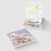 サンセットアット油、サントリーニ2 ストーンコースター (横)