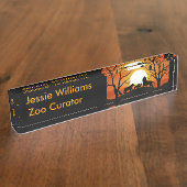 サンセットアフリカのライオンの家族 デスクネームプレート (側面)