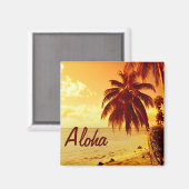 サンセットアロハ磁石の熱帯性ヤシの木 マグネット (正面/裏面)