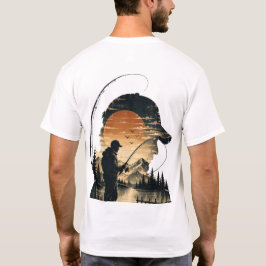 サンセットアングラーレトロフィッシングシルエット Tシャツ