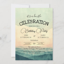 サンセットアンドマウンテンヒルズダブルバースデーパーティー 招待状