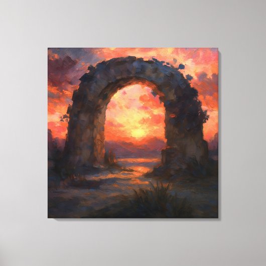 サンセットアーチ - 絵画的なスタイルの風景アート キャンバスプリント (正面)