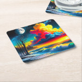 サンセットアート スクエアペーパーコースター (アングル)
