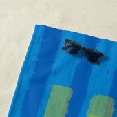 サンセットイエローピンクブルーウォーター色のストライプ ビーチタオル (インサイチュ)