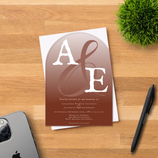 サンセットイタリアンオレンジミニマリストモノグラム結婚ズ アクリル招待状 (インサイチュ (招待状))