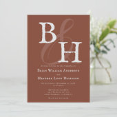 サンセットイタリアンオレンジミニマリストモノグラム結婚ズ 招待状 (スタンド正面)