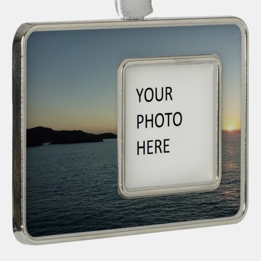 サンセットインアンティグアIIアイランドシースケープ シルバープレートフレームオーナメント (右)