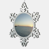 サンセットインアンティグアIIアイランドシースケープ スノーフレークピューターオーナメント (右)