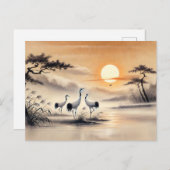 サンセットインクで沼にク中国のレ絵を描ーン ポストカード (正面/裏面)