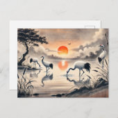 サンセットインクで沼にク中国のレ絵を描ーン ポストカード (正面/裏面)