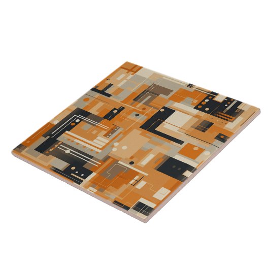 サンセットウィスパーズアプリコット抽象芸術ディライト タイル (側面)