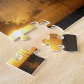 サンセットウィズパームフロンズトロピカルシースケープ ジグソーパズル (側面)