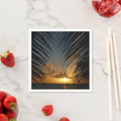 サンセットウィズパームフロンズトロピカルシースケープ スタンダードカクテルナプキン (インサイチュ)