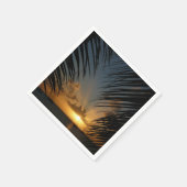 サンセットウィズパームフロンズトロピカルシースケープ スタンダードカクテルナプキン (角)