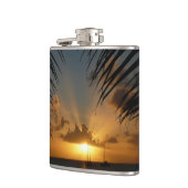 サンセットウィズパームフロンズトロピカルシースケープ フラスク (左)