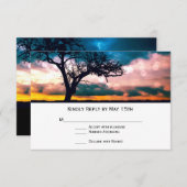 サンセットウェディングRSVPカードのツリー 出欠カード (正面/裏面)