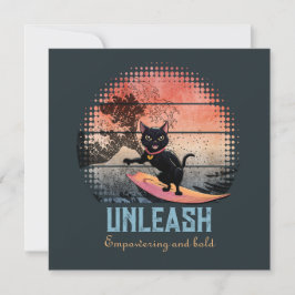 サンセットウェーブライディングキャットフラットカード