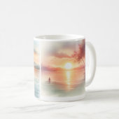 サンセットウォーターカラーで泳ぐ コーヒーマグカップ (正面右)