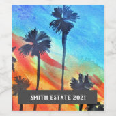 サンセットウォーターカラーアートワインラベル ワインラベル (シングルラベル)