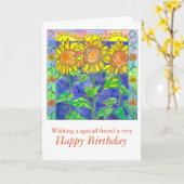 サンセットウォーターカラーサンフラワーズハッピーバースデーフレンド カード (黄色い花)