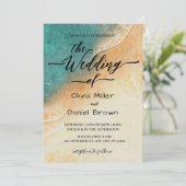 サンセットウォーターカラーショアリントロピカルビーチ結婚式 招待状 (スタンド正面)