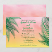 サンセットウォーターカラーパームリーフ結婚式招待状 招待状 (正面/裏面)