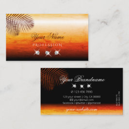 サンセットウォーターカラーパーム葉ダイヤモンドスタイリッシュ 名刺