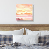 サンセットウォーターカラーヒルズ | オレンジフエスカイ絵を描ズ キャンバスプリント (インサイチュ (寝室))