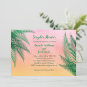サンセットウォーターカラー葉パームズのカップルのシャワー 招待状 (スタンド正面)
