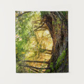 サンセットウッズフォレストツリーズ自然スモールタペストリー タペストリー (正面)
