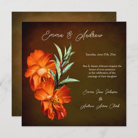 サンセットエクレクティックフローラ結婚式招待状 招待状 (正面/裏面)