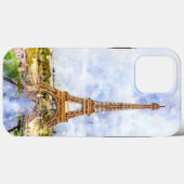 サンセットエッフェル塔 パリ フランス 水彩画 Case-Mate iPhoneケース (裏面 (横))