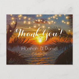 サンセットエレガントパームビーチサマー結婚ズサンキュー ポストカード
