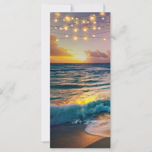 サンセットエレガントビーチサマー結婚ズのメニューカード (裏面)