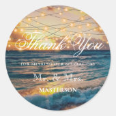 サンセットエレガントビーチサマー結婚ズ・サンキュー ラウンドシール (正面)