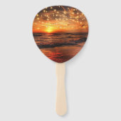 サンセットエレガントビーチストリングライトサマー結婚ズ ハンドファン (裏面)