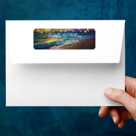 サンセットエレガントビーチストリングライトサマー結婚ズ ラベル