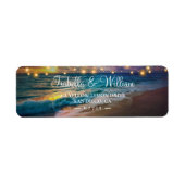 サンセットエレガントビーチストリングライトサマー結婚ズ ラベル (正面)