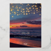 サンセットエレガントビーチストリングライトサマー結婚ズ 箔招待状 (裏面)