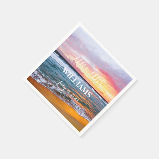 サンセットエレガントビーチトロピカルサマーエレガント スタンダードカクテルナプキン (角)