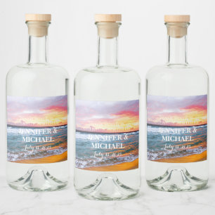 サンセットエレガントビーチトロピカルサマーエレガント リキュールボトルラベル