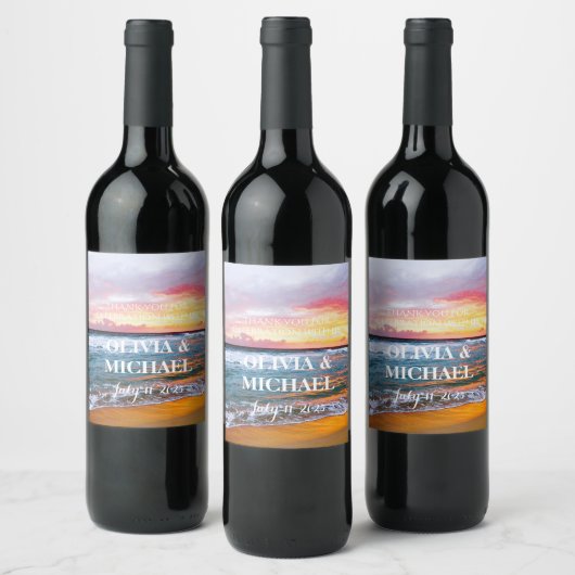 サンセットエレガントビーチトロピカルサマーエレガント ワインラベル (ボトル)