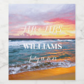 サンセットエレガントビーチトロピカルサマー ワインラベル (シングルラベル)