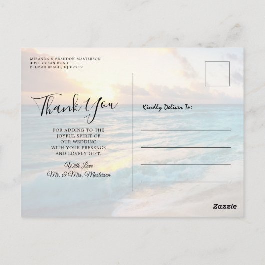 サンセットエレガントビーチライツサマーサンキューサンキュー ポストカード (裏面)