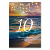 サンセットエレガントビーチライツサマー結婚ズ テーブルナンバー (裏面)