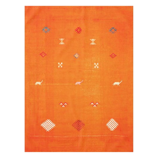 サンセットオアシス：オレンジ伝統ボホモロッコ テーブルクロス (正面)